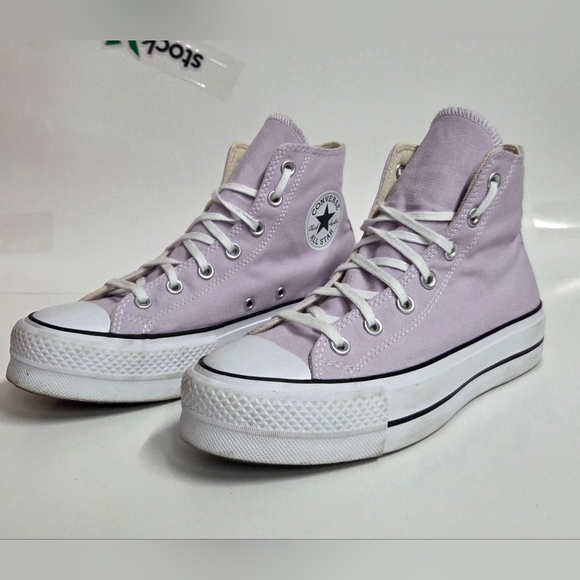 Converse High-Top Platform Sneakers in Soft Lavender Womens Size 8 US - Picture 4 of 9